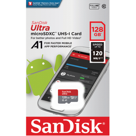 128GB Sandisk Micro SD Ultra A1 Without Adapter - SDSQUAB-128G