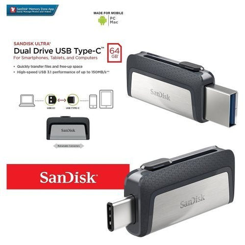 64GB Sandisk Dual Drive Type C USB3.1 flash drive – SDDDC2-064G