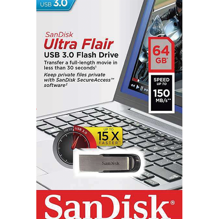64GB Sandisk Ultra Flair USB3.0 flash drive – SDCZ73-064G