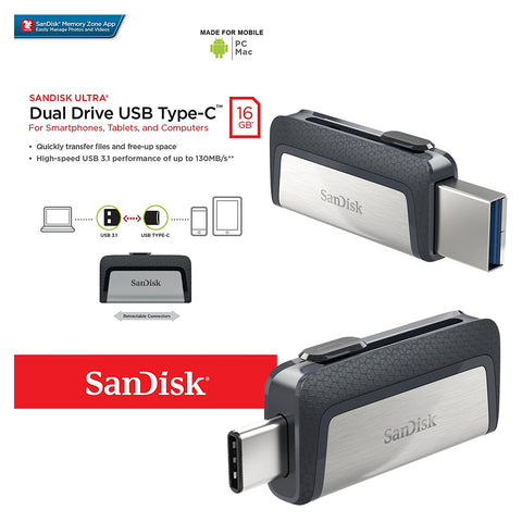 16GB Sandisk Dual Drive Type C USB3.1 flash drive – SDDDC2-016G